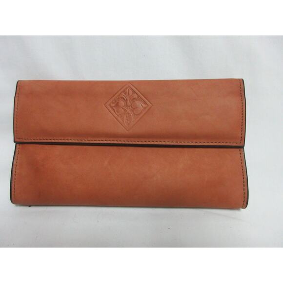 VTG Amity Leather Trim Clutch Wallet Camel Tan Women with BOX NEW - Picture 3 of 14